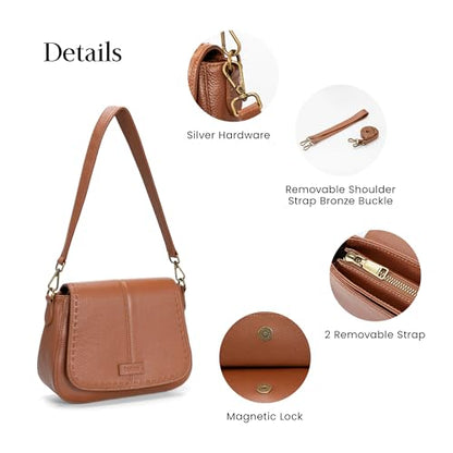 befen Leather Crossbody Bags for Women Genuine Leather Purse with RFID Card Slots Trendy Saddle Bag Womens Handbag - color: Brown