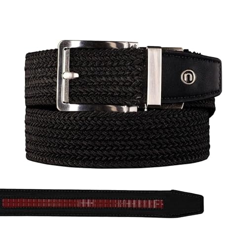 Nexbelt Men's Braided Ratchet Golf Belt – Adjustable, Stretch Fit – For Casual Wear & Golfing (Fits up to 50") - color: Black, size: Large