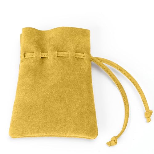 Medieval Drawstring Coin Pouch Bag,Leather Coin Pouch,Renaissance Drawstring Pouch Dice Bag,Small Coin Purse for Women/Men,Brown Swayze Suede Banana - color: Banana