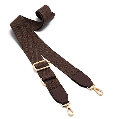 DEVPSISR Wide Shoulder Purse Strap Replacement Adjustable Belt Canvas Bag Crossbody Handbag - color: Leather Buckle-brown