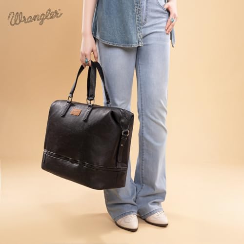 Wrangler Travel Duffel Bag Carry On Overnight Bag with Shoe Compartment Weekender Bag for Women WG253-5110BK - color: L-Black