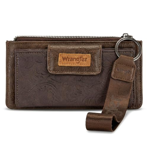 X Wrangler Western Wallet for Women Card Cases & Money Organizers Wristlet Wallet with Zipper Pocket - color: 1-Coffee