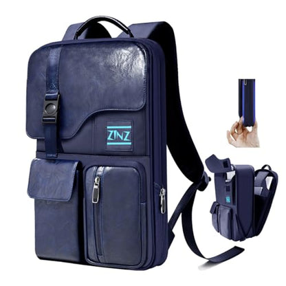 ZINZ Slim & Expandable Laptop Backpack 15.6 Inch, Computer Rucksack Water Resistant Bag, Anti-Theft Travel Daypack for Men and Women-Blue - color: Blue