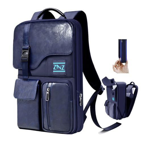 ZINZ Slim & Expandable Laptop Backpack 15.6 Inch, Computer Rucksack Water Resistant Bag, Anti-Theft Travel Daypack for Men and Women-Blue - color: Blue