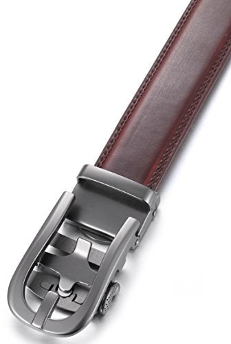 Marino Men’s Genuine Leather Ratchet Dress Belt With Automatic Buckle, Enclosed in an Elegant Gift Box - color: Vaulted Classic - Mahogany, size: Adjustable from 28" to 44" Waist