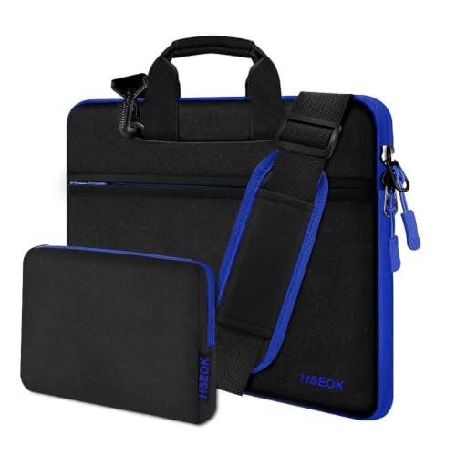 Hseok Laptop Shoulder Bag 15-15.6 inch Shockproof Water-Resistant HandBag with Small Case Compatible with MacBook Pro Neo 16" M5 M4 M3 M2 M1, Mac Pro Air 15", XPS 15/16, Most 15" 15.6" 16",BK-blue - color: Black-blue, size: 15"-15.6"
