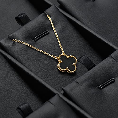 Black PU Leather 24-Grid Jewelry Necklace Pendant Organizer Tray | with removable insert, scratch-resistant divided storage, ideal for home drawer organization and retail jewelry display - style: Necklace Tray