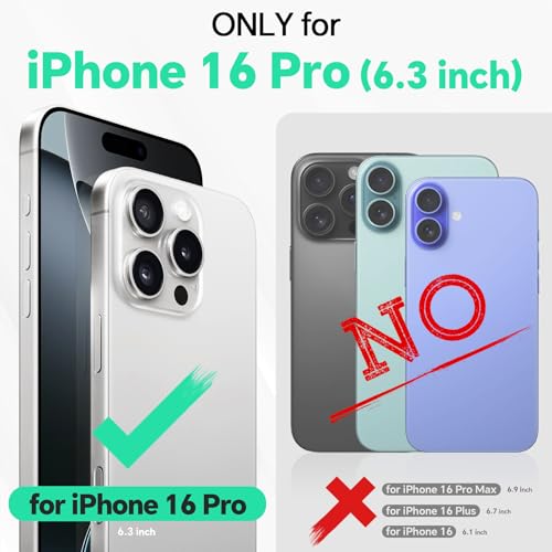 TUCCH Wallet Case for iPhone 16 Pro (6.3"), 4 Card Holders, Black & White | RFID Blocking, Viewing Stand, Shockproof TPU Shell, PU Leather, Magnetic Closure, Protective Folio Flip Cover - color: Black & White