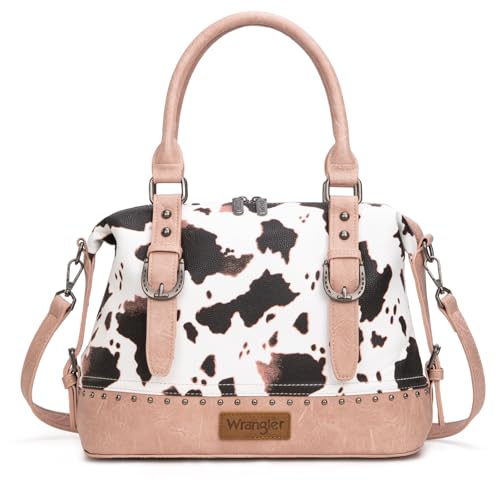 Wrangler Doctor Bag Top Handle Purse Hobo Shoulder Barrel Satchel Handbags for Women - color: Cow Pink