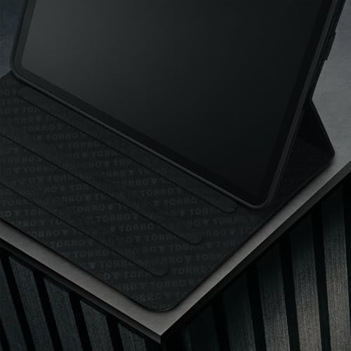 TORRO Case Compatible with iPad Air 11" M4 (2026), M3 (2025) & M2 (2024) and iPad Air 5th / 4th Gen - Leather Folio Cover, Stand, Apple Pencil Charging, Auto Wake/Sleep (Black) - color: Black with Red Detail