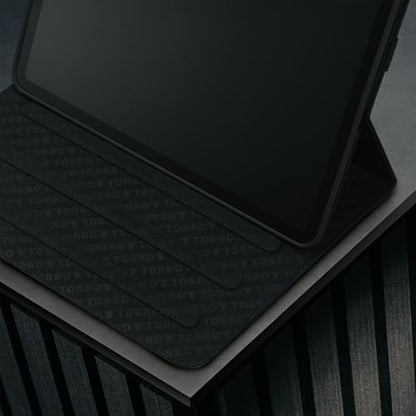 TORRO Case Compatible with iPad Air 11" M4 (2026), M3 (2025) & M2 (2024) and iPad Air 5th / 4th Gen - Leather Folio Cover, Stand, Apple Pencil Charging, Auto Wake/Sleep (Black) - color: Black with Red Detail