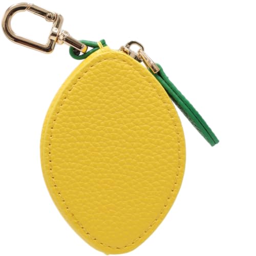 MC Fashion Fruit PU Leather Mini Coin Purse Bag Charm (Lemon) | Smooth secure zipper, fine edge stitching, versatile daily accessory, delicate bag ornament, sweet gift for women & girls - color: Lemon