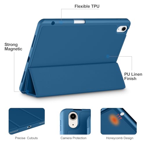 Akkerds for iPad Air 11 Inch Case M4/M3/M2, Air 5th/4th Gen 10.9, Bluemist | With Pencil Holder, for iPad Air Case 2026/2025/2024/2022/2020, Soft TPU Back, Slim Trifold Stand Cover, Auto Sleep/Wake - color: Bluemist