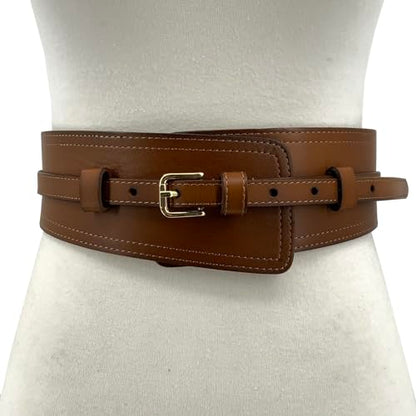 Women Wide Waistband, High and Low Waist Full Grain Leather Skinny Boho Concho Belt - color: Coffee, size: 36"(fits 34”-37”)
