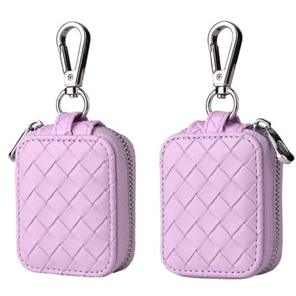 Earbud Case, Headphone Storage Case for AirPods 4/1/2/3/Pro 2 Lattice Lilac | PU Leather Plaid Zipper Carrying Pouch Earbuds Bag with Keychain for Wireless Earphones, Wired Headphone & USB Cable - color: Lattice Purple