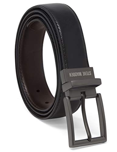 Steve Madden Men's Reversible Men's Dress Casual Every Day Leather Belt - color: Black/Brown (Smooth), size: 48