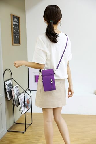 Small Crossbody Bag for Women - Mini Phone Purses with Crossbody Strap and Wallet - Nylon Arm Bag - color: A-purple