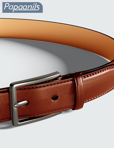 Mens Dress Belt,Mens Leather Belts for Jeans, Belt 1.38" Width - color: Gray Buckle-tan Belt, size: 34"-37" Waist Adjustable