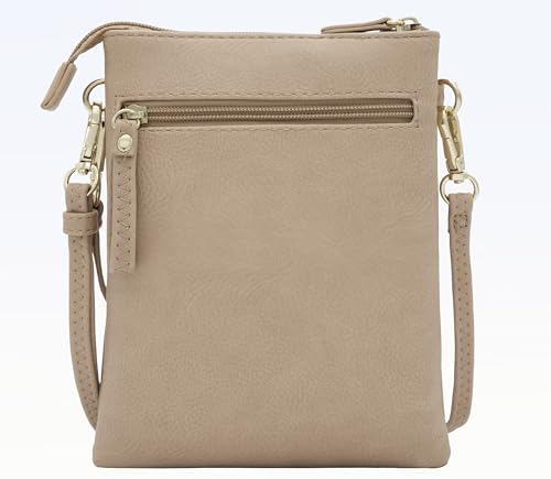 Small Crossbody Bag for Women, Multi Zip Pockets with Detachable Wristlet, Lightweight Travel Purse, Cell Phone Pouch - color: Rose Pink