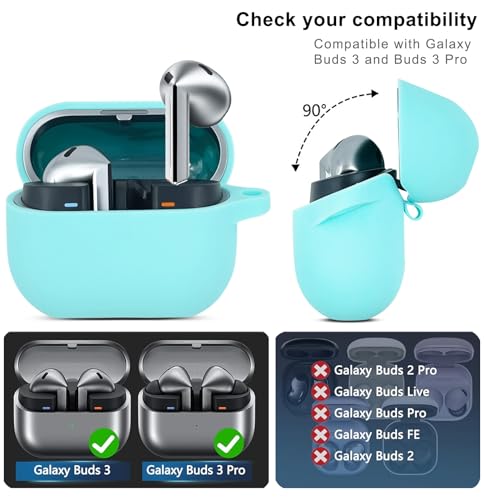 Compatible with Samsung Galaxy Buds 3 Case, Silicone Protective Cover for Galaxy Buds 3 Pro With Bracelet Keychain (Mint Green) - color: Mint Green