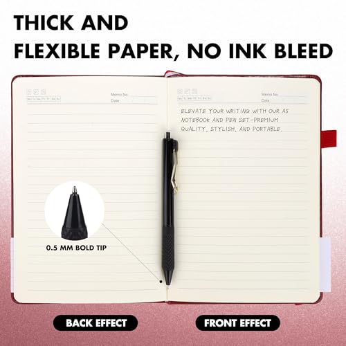Aodaer 30 Set Lined Notebook Journals with Pens A5 Notebooks 100 GSM College Ruled Hardcover Notebook PU Leather Notepad with Pen Holder for Office School, 5.7 x 8.3 Inches, Burgundy - color: Burgundy