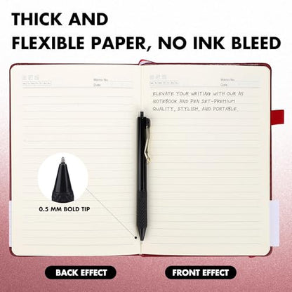 Aodaer 30 Set Lined Notebook Journals with Pens A5 Notebooks 100 GSM College Ruled Hardcover Notebook PU Leather Notepad with Pen Holder for Office School, 5.7 x 8.3 Inches, Burgundy - color: Burgundy