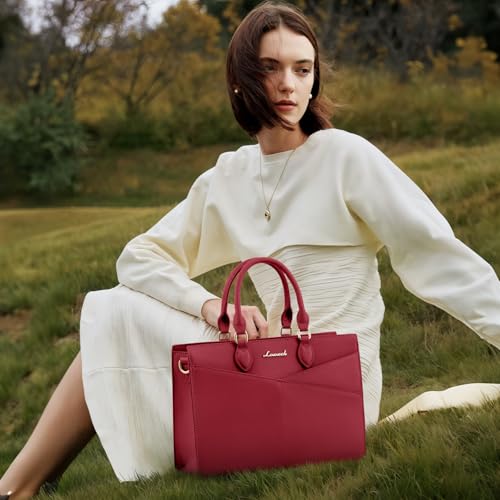 LOVEVOOK Purses for Women,Satchel Handbags Tote Bag, Pu Leather Shoulder Crossbody Top Handle Purse with Zipper - color: Red, size: Small