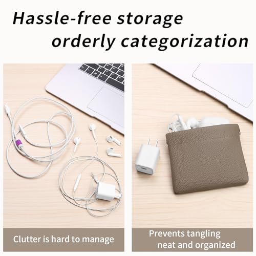 Genuine Leather Squeeze Coin Purse Pouch Change Holder For Men & Women Mini Change Purse Pouch for Pocket, Small Pouch Credit Card Key Headset Lipstick Holder (Grey) - color: Grey