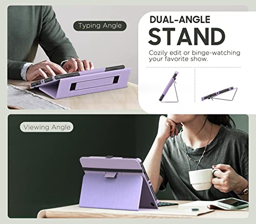 MoKo Case Fits Kindle Fire HD 8 & 8 Plus Tablet 8", Taro Purple | Slim Folding Stand Cover for Fire HD 8 12th/10th Gen, 2024/2022/2020, Auto Wake/Sleep, Hand Strap, Dual Angle, Pen Loop - color: Taro Purple
