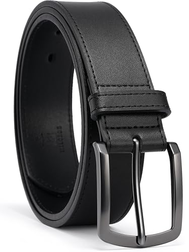 Mens Leather Belts for Jeans | Genuine Leather, Everyday Casual Dress, Classic Style, Handmade, Gift Box - color: Black 201, size: 44(Fits Waist 42"-43")
