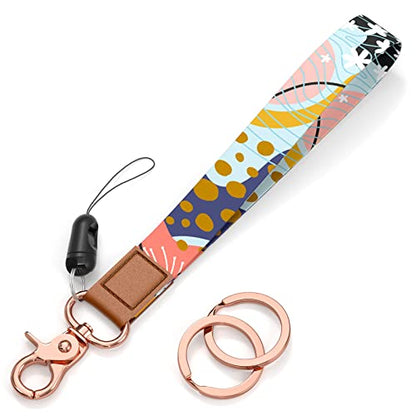 Rimilak Wristlet Keychain, Wrist Lanyard Key Chain for Women Men Car Keys ID Badges Card Wallet Phone Camera - color: Yellow Dots