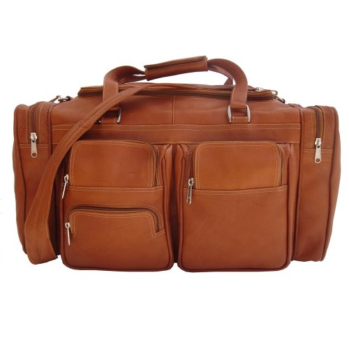 Piel Leather 20In Duffel Bag with Pockets, Saddle, One Size - color: Saddle