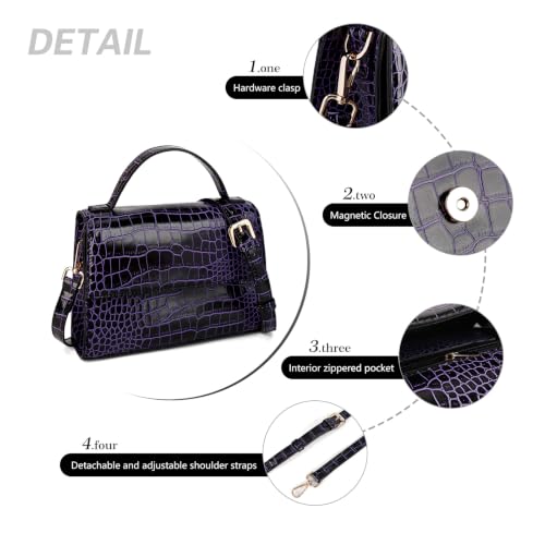Gladdon Small Crossbody Purse for Womens Trendy Top Handle Shoulder Bags | Little Bag Size: 5.12''x 7.87''x 2.56'' - color: Purple-a