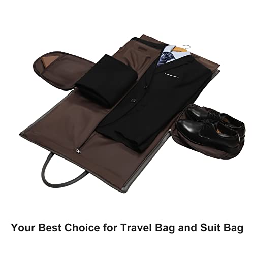 Garment Bags for Travel, 45L Carry-On Convertible Duffle with Strap | 2-in-1 hanging suit bag converts to duffel, shoe compartment, waterproof PU leather, wrinkle-free, detachable strap - color: C-Grey
