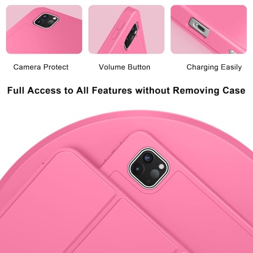 iPad Pro 11 Inch Case (M5) 2025/ (M4) 2024 (Model: A2836/A2837/A3006), Trifold Stand Smart Cover with Pencil Holder and Soft TPU Back, Auto Wake/Sleep (New Peach Red) - color: New Peach Red