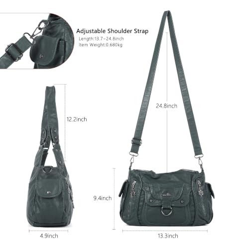 Angel Kiss Women's Shoulder Bag Vegan Leather Hobo Purses and Handbags Satchel Tote Bags for Women with Adjustable Strap - color: Green
