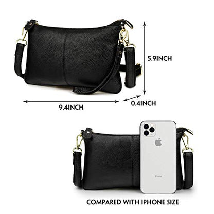 Artwell Genuine Leather Clutch Wallet For Women Wristlet Envelop Crossbody Purse Card Shoulder Bag - color: Black