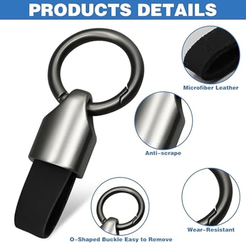 Car Key Chain Clip Leather Keychain Key Fob, Key Chain Rings for Car Keys Key Holder with Zinc Alloy Buckle for Men - color: Gold Gray