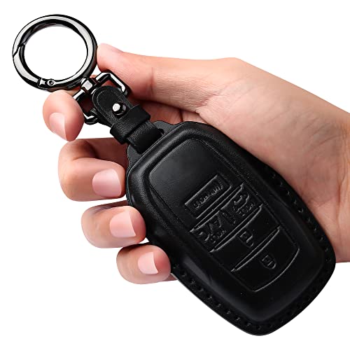 Tukellen for Toyota Key Fob Cover Leather Case Compatible with 2019-2026 Land Cruiser,2021-2026 Venza, Grand Highlander Hilux,Fortuner,2022-2026 Tundra,Corolla Cross 4/5 Buttons Remote Key-Black - color: Black, size: 5 buttons