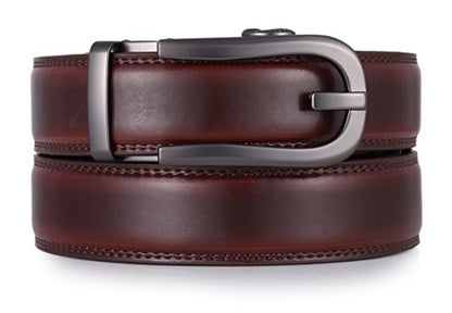 Marino Men’s Genuine Leather Ratchet Dress Belt With Automatic Buckle, Enclosed in an Elegant Gift Box - color: Vaulted Classic - Mahogany, size: Adjustable from 28" to 44" Waist