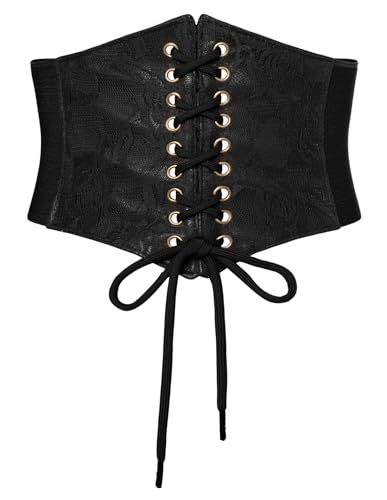 Scarlet Darkness Renaissance Corset Belt Wide Elastic Waist Belts for Women - color: Black, size: X-Large