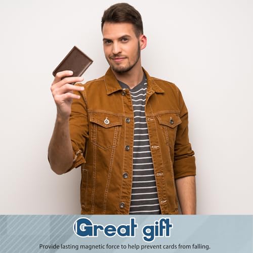 Outus 4 Pieces Business Card Holder, Gift for Husband Him Men PU Leather Business Card Case Pocket Wallet with Magnetic Shut for Valentine's Day Gift(Coffee) - color: Coffee