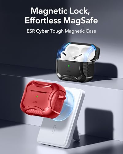 ESR for AirPods Pro 2nd Generation Case, Compatible with Airpods Pro Case 2nd/1st Gen (2023/2022/2019), Compatible with MagSafe, Powerful Drop Protection, Magnetic Lid with Cleaner Kit, Red | Compatible with Airpods Pro Case 2nd / 1st Generation (2023/202