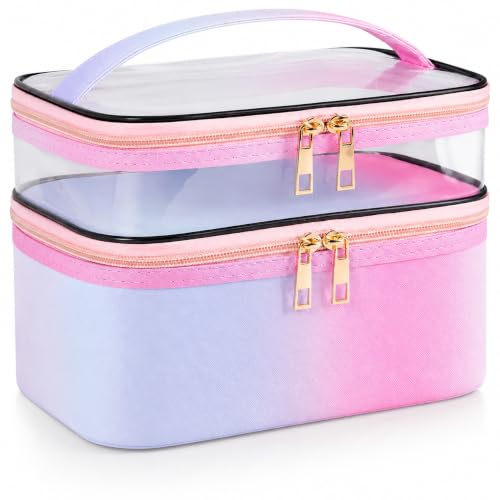 Travel Makeup Bag Cosmetic Bag Makeup Bags for Women Cosmetics Cases Portable Waterproof Foldable (Rainbow Pink) - color: Rainbow Pink
