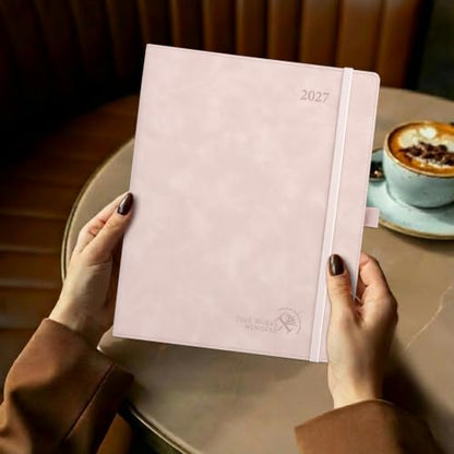 POPRUN 2027 Planner Weekly and Monthly, 8.5''x 10.5'' Calendar Notebook | 2027 Appointment Book(JAN.27 - DEC.27) Daily Planner with Note Page, Monthly Tabs, Leather Soft Cover, 100GSM - Black - color: Black, size: Large-8.5" X 10.5", style: Calendar Year