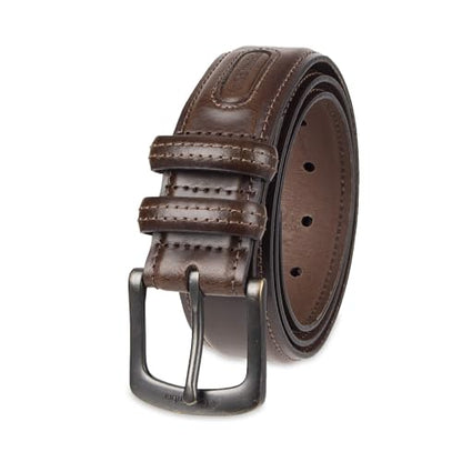 Columbia Men's Leather Casual Belt Tan & Brown Classic Style for Everyday Wear - color: Brown Double Loop, size: Medium (34-36)