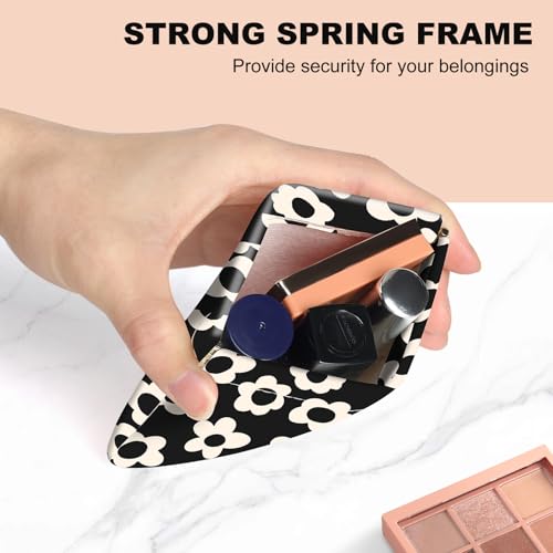 2Pcs PU Leather Small Squeeze Coin Purse Pouch Mini coin Bag Unique And Cute Wallet Cosmetic Bags Change Bag For Women Girls Men Black And Beige daisy - color: Black And Beige daisy