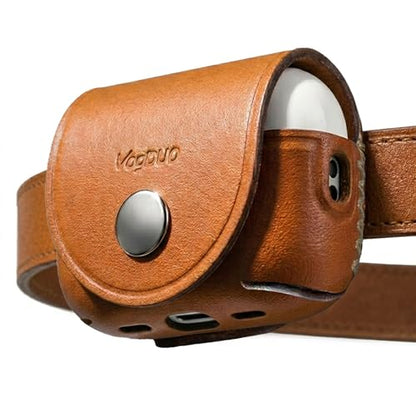 Genuine Leather AirPods Pro 3 Cover - Handcrafted Protective Case Anti-Lost Belt Loop Lanyard Ports with Cover Clip Holder, Compatible with Apple AirPods Pro 3 (Tan) - color: Tan