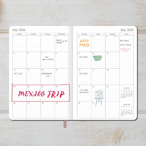 26-27 Academic Planner - Weekly and Monthly Planner, Jul 2026 - Jun 2027, Holidays, Contacts and Notes Pages, Vegan Leather Cover, Elastic Closure, 5.5”x8.25”, Purple - color: Purple, size: 5.5”x8.25” (26-27)
