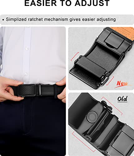 Men's Ratchet Leather Belt 2Pack-Trimmable 1 3/8“-Gift Boxed | Smooth Sliding | Micro Adjustable Fit | Tailored Size | Holeless Understated Elegance - color: 2pack-black/Tawny2569, size: 36"-42"Waist Adjustable